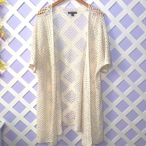 Jessica London Cream Crochet knitted Short Sleeve Cardigan 18/20